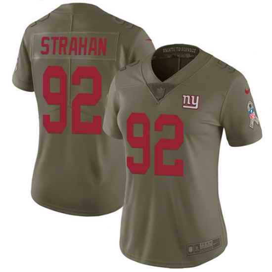 Nike Giants #92 Michael Strahan Olive Womens Stitched NFL Limited 2017 Salute to Service Jersey